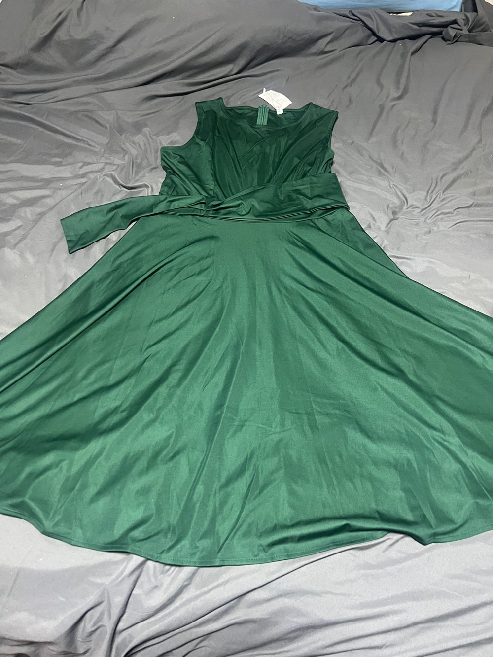 Fenjar Sleeveless Emerald Green A-Line Dress